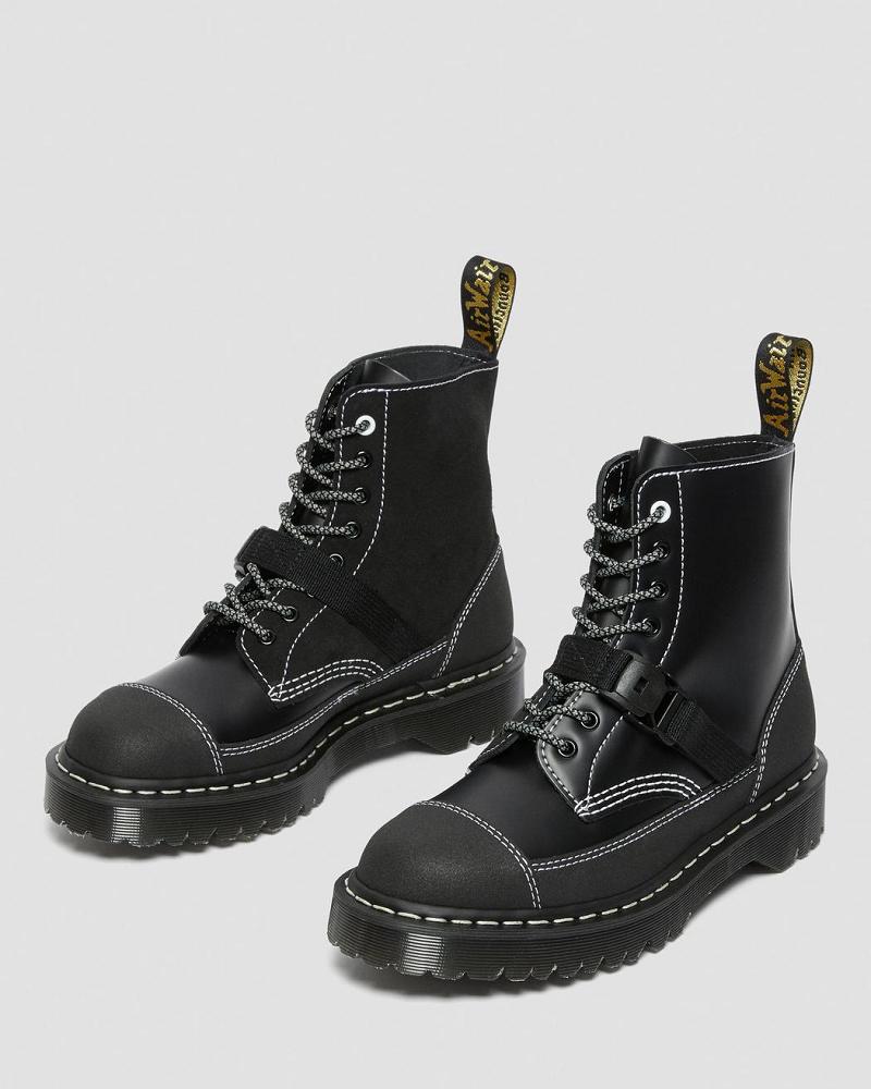 Black Men's Dr Martens 1460 Tech Made in England Leather Lace Up Boots | CA 538XYU